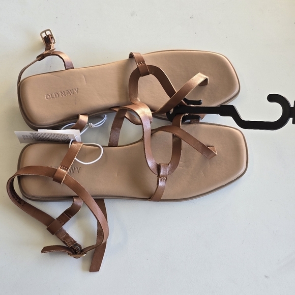 Old Navy Sandals Flats WomenSz Brown Size 8 Ankle Strap Comfort New - Picture 5 of 12